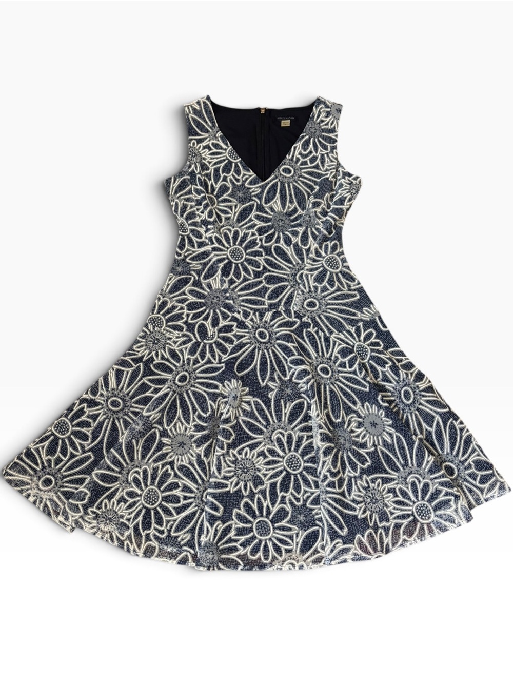 Tommy Hilfiger Navy And White Floral Fit-and-Flare Dress
